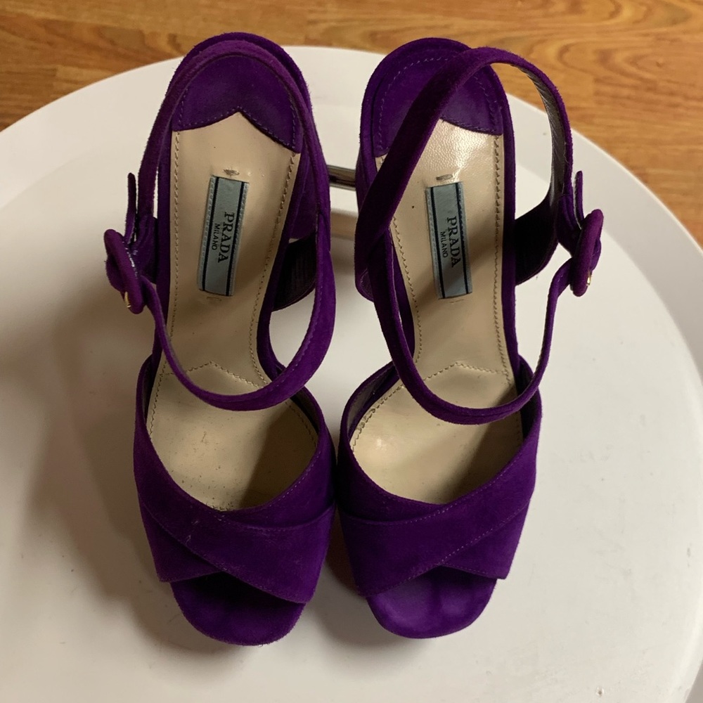 Prada Suede Platform Ankle-Strap Sandal - Picture 5 of 9